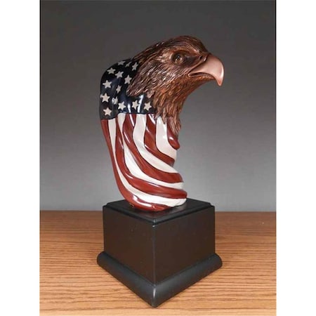 Dwellingdesigns F Eagle Head With Flag Bronze Plated Resin Sculpture DW2619783
